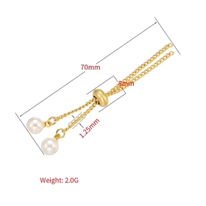 Verstellbare 18k vergoldete Kupferkette mit Gleitperle und Perlenenden für DIY-Schmuck