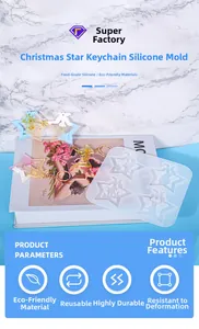 Vue détaillée du moule en silicone en forme d'étoile pour porte-clés de Noël en résine