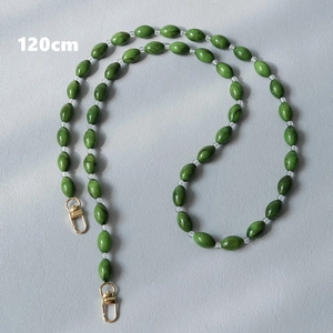 120cm green acrylic bead chain with gold metal spring buckles for bags or phones