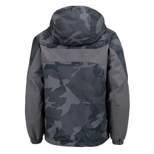 Camouflage herenjas met capuchon van winddichte stof en een klassiek grijs camopatroon