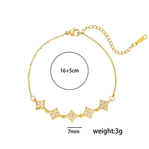 Elegantes goldene Zirkon-Stern-Armband mit 16+5 cm verstellbarer Kette für Damen