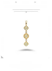 Vertical triple prehnite stone pendant in 14K gold plated silver with white zircon accents