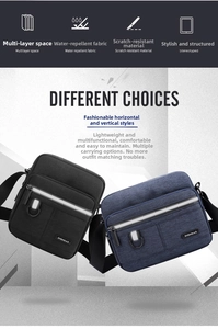 Detailed view of water-resistant and scratch-resistant fabric on men's crossbody bag