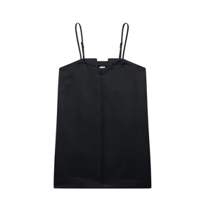 Robe caraco noire minimaliste pour femme avec bretelles réglables à nœud papillon