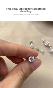 Makroaufnahme eines Sechs-Klauen-Ohrsteckers aus Silber mit einem runden Zirkonia-Stein