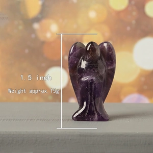 1.5 inch hand-carved amethyst crystal angel figurine for home healing decoration