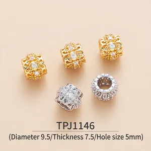 Macro view of 9.5mm hollow zirconia barrel beads for DIY jewelry making, TPJ1146