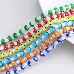 Colorful glass mushroom beads for DIY jewelry making and handmade crafts accessories