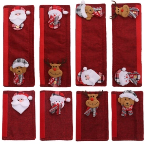 8-piece Christmas refrigerator handle covers with 3D Santa and snowman decorations