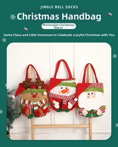 Christmas gift bags set featuring cute 3D elk snowman and Santa Claus doll designs