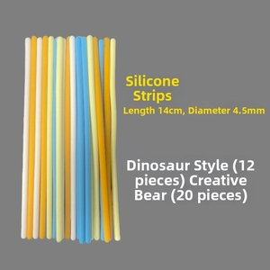 Detailansicht der 14cm bunten Silikonstreifen für sensorische Aktivitätsbretter und Spielzeug