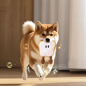 Süßes Quietschspielzeug in Toastform aus Plüsch zum Kauen und Spielen für Hunde