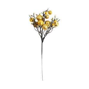 Golden glitter ball Christmas decorative branches with black stems for holiday arrangements
