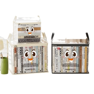 Transparent waterproof book storage bag with handles and large capacity in beige and grey