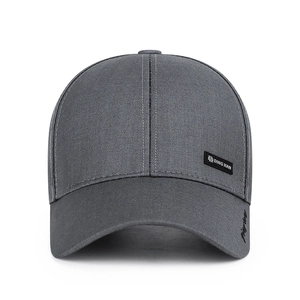 Classic dark grey six-panel baseball cap featuring embroidered DING HAN side branding