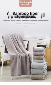 Detail of high-density bamboo charcoal coral fleece towels with premium stitched edges
