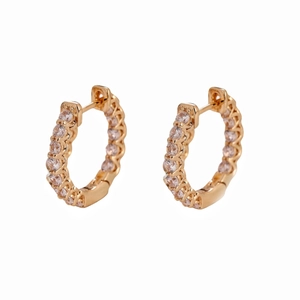 Elegant rose gold plated hoop earrings with shimmering cubic zirconia inlay for women