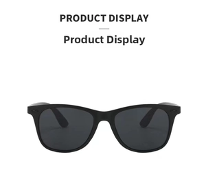 Front view of classic matte black Wellington sunglasses with dark UV protection lenses