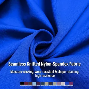 Women's seamless zip-up yoga jacket in breathable blue knit fabric with thermal fit