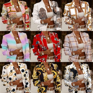 Women Fashion Printed Bomber Jacket Zipper Closure Stand Collar Casual Long Sleeve Outerwear