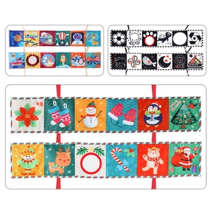 Double-sided soft baby cloth book for crib with mirror and Christmas educational patterns