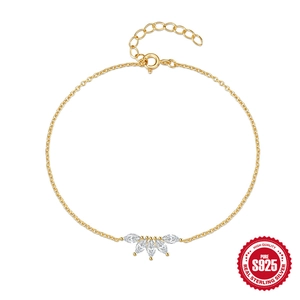 Marquise Zircon Fan Crown Bracelet For Women In 925 Sterling Silver Delicate Adjustable Jewelry Daily Wear Gift