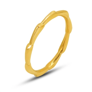 Minimalist 18K gold plated titanium steel ring with unique bamboo joint textured design