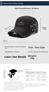 Guide des tailles pour casquette de baseball en mesh avec circonférence de 56-60cm