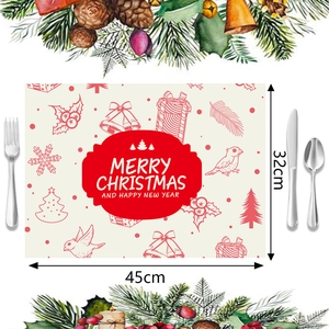 Vista detallada del mantel navideño de 45x32cm con textura de lino e impresión