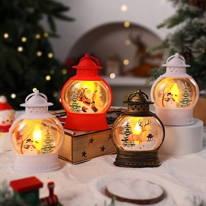 Lanterna LED Di Natale Luce Notturna Retro Plastica Bagliore Caldo Babbo Natale Pupazzo Di Neve Renna Lampada Decorativa