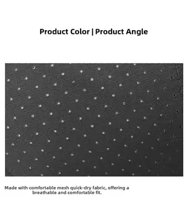 Close-up of black breathable mesh fabric showing quick-dry texture and stitching detail