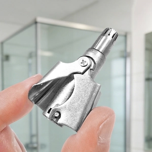 Manual stainless steel nose hair trimmer for men and women with washable rotary metal head
