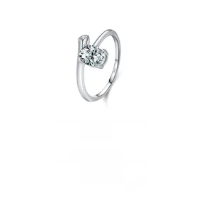 Close-up of S925 sterling silver ring with oval cut gemstone and polished irregular band