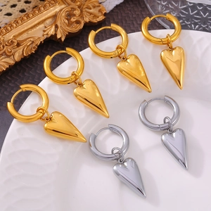 6-piece set of heart charm hoop earrings in gold and silver finish 18k plated steel