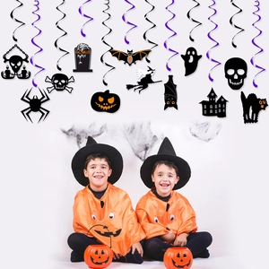 Halloween hanging swirl decorations with ghost pumpkin and witch patterns for party