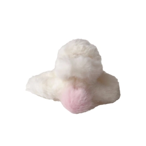 Cute contrast plush hair claw clip with white faux fur and pink pom-pom decoration