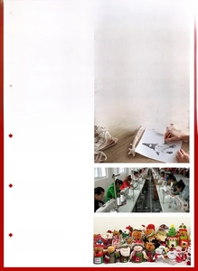 Detailed view of handmade Christmas gnomes and plush holiday ornaments production process