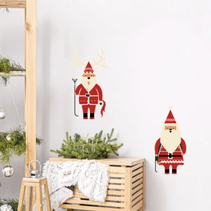 Festive Christmas wall stickers featuring cartoon Santa Claus designs for home decoration