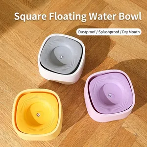 Bol d'eau flottant carré pour animaux avec design anti-éclaboussures et anti-poussière