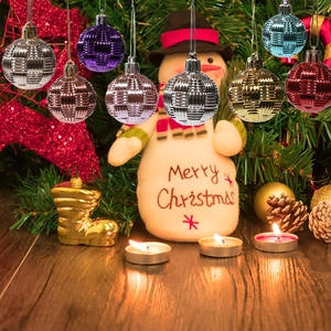 Set di 8 palline di Natale da 4 cm con trame intrecciate e cordini per decorare l'albero