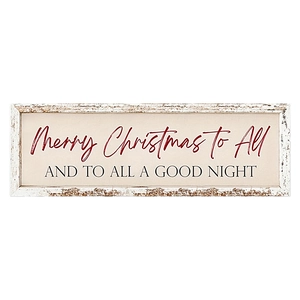 Rustic wooden Merry Christmas door plaque with vintage white frame for holiday home decor