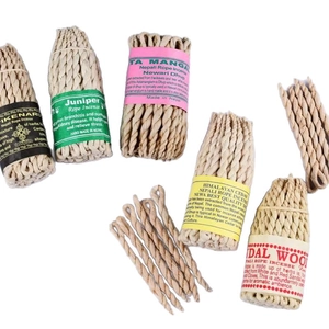 Traditional Nepali handmade rope incense bundles with juniper and sandalwood herbs