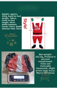 Spécifications de taille pour une décoration de Père Noël grimpant de 108 cm