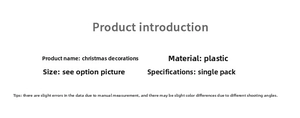 Detailed table showing specifications for plastic frosted Christmas tree decoration
