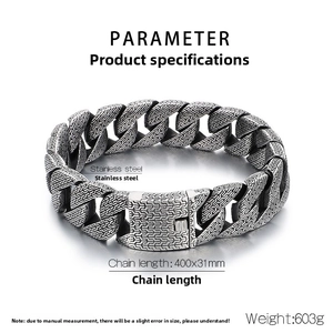 Heavy stainless steel chain with vintage woven texture and sturdy square clasp