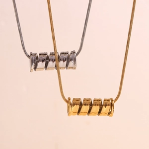 Spiral spring pendant necklaces in gold and silver finish with snake chains for women