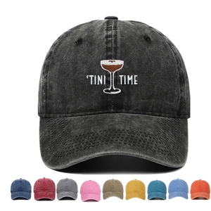 Vintage washed cotton baseball cap featuring Tini Time embroidery in multiple colors