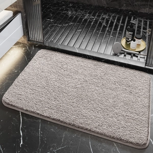 Bathroom Bath Mat Microfiber Water Absorbent Non-Slip TPR Backing Thick Plush Rug For Tub Sink Shower Washable