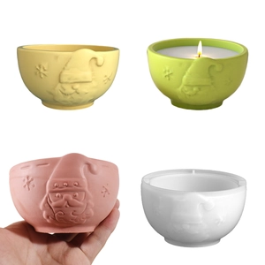 Santa Claus Relief Silicone Mold DIY Christmas Candle Jar Storage Bowl Craft Tool