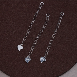 S925 sterling silver extension chains with heart charms for jewelry making
